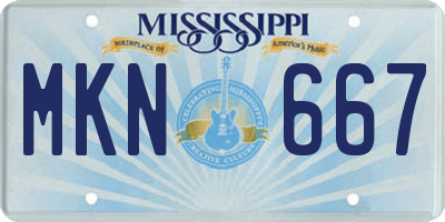 MS license plate MKN667