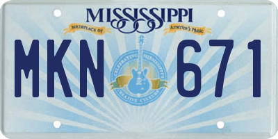 MS license plate MKN671