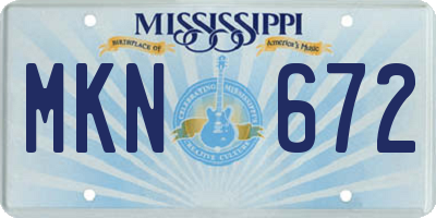 MS license plate MKN672