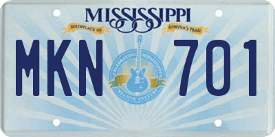 MS license plate MKN701