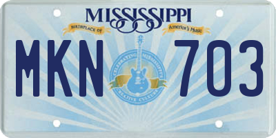 MS license plate MKN703