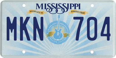 MS license plate MKN704
