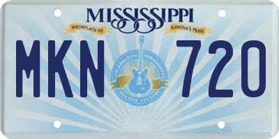 MS license plate MKN720