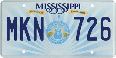 MS license plate MKN726