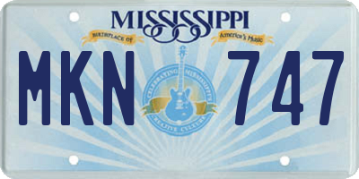 MS license plate MKN747