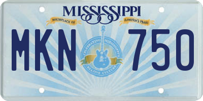MS license plate MKN750