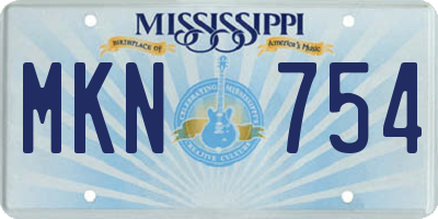 MS license plate MKN754