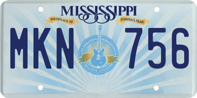 MS license plate MKN756