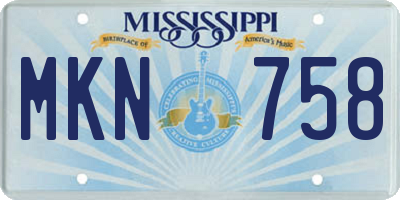MS license plate MKN758
