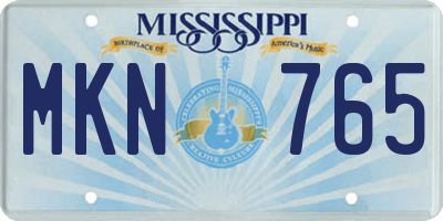 MS license plate MKN765