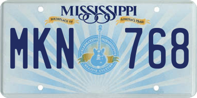 MS license plate MKN768
