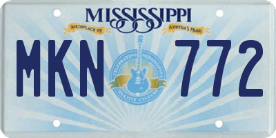 MS license plate MKN772