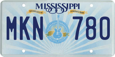 MS license plate MKN780