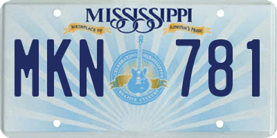 MS license plate MKN781