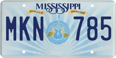 MS license plate MKN785