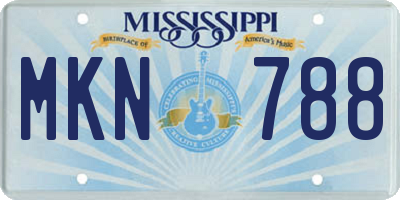 MS license plate MKN788