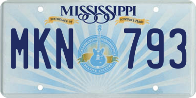 MS license plate MKN793