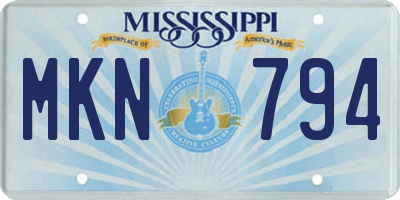 MS license plate MKN794