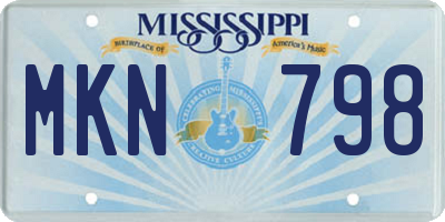 MS license plate MKN798