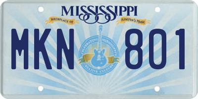 MS license plate MKN801