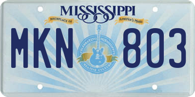MS license plate MKN803