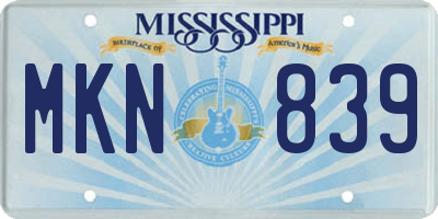 MS license plate MKN839