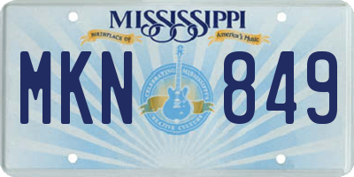 MS license plate MKN849