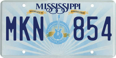 MS license plate MKN854