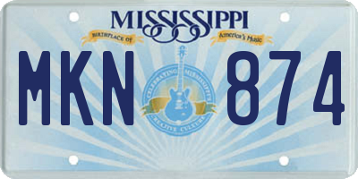 MS license plate MKN874