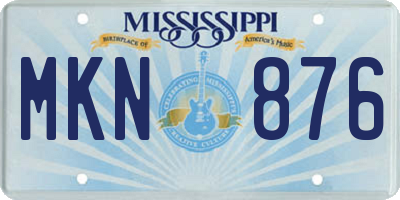 MS license plate MKN876