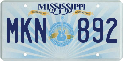 MS license plate MKN892