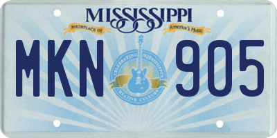 MS license plate MKN905