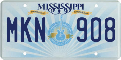 MS license plate MKN908