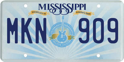 MS license plate MKN909