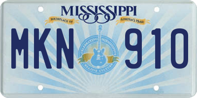 MS license plate MKN910