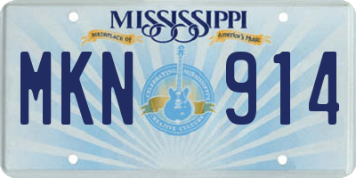 MS license plate MKN914