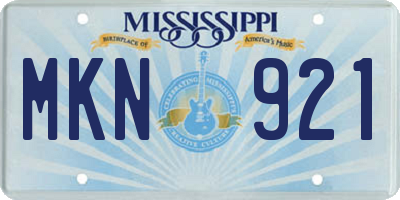 MS license plate MKN921