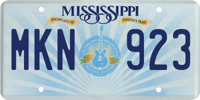 MS license plate MKN923