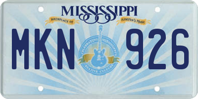 MS license plate MKN926