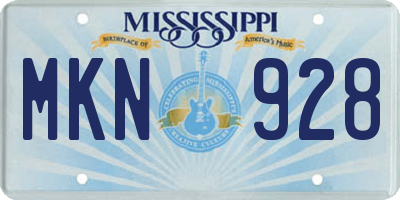 MS license plate MKN928