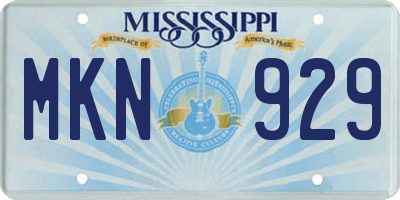 MS license plate MKN929