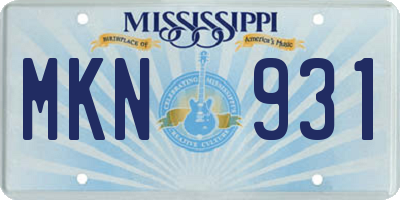 MS license plate MKN931