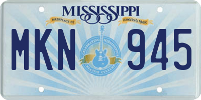 MS license plate MKN945