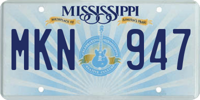 MS license plate MKN947