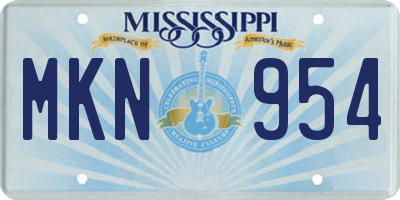MS license plate MKN954