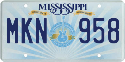 MS license plate MKN958