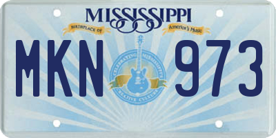 MS license plate MKN973