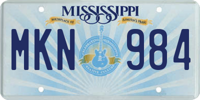 MS license plate MKN984