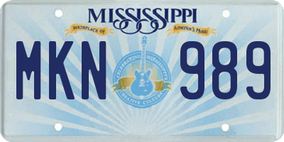 MS license plate MKN989
