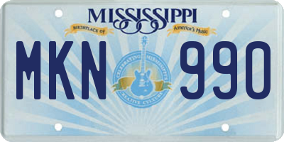 MS license plate MKN990